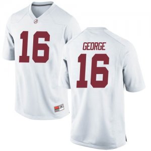 Men's Alabama Crimson Tide #16 Jayden George White Game NCAA College Football Jersey 2403GEXZ4